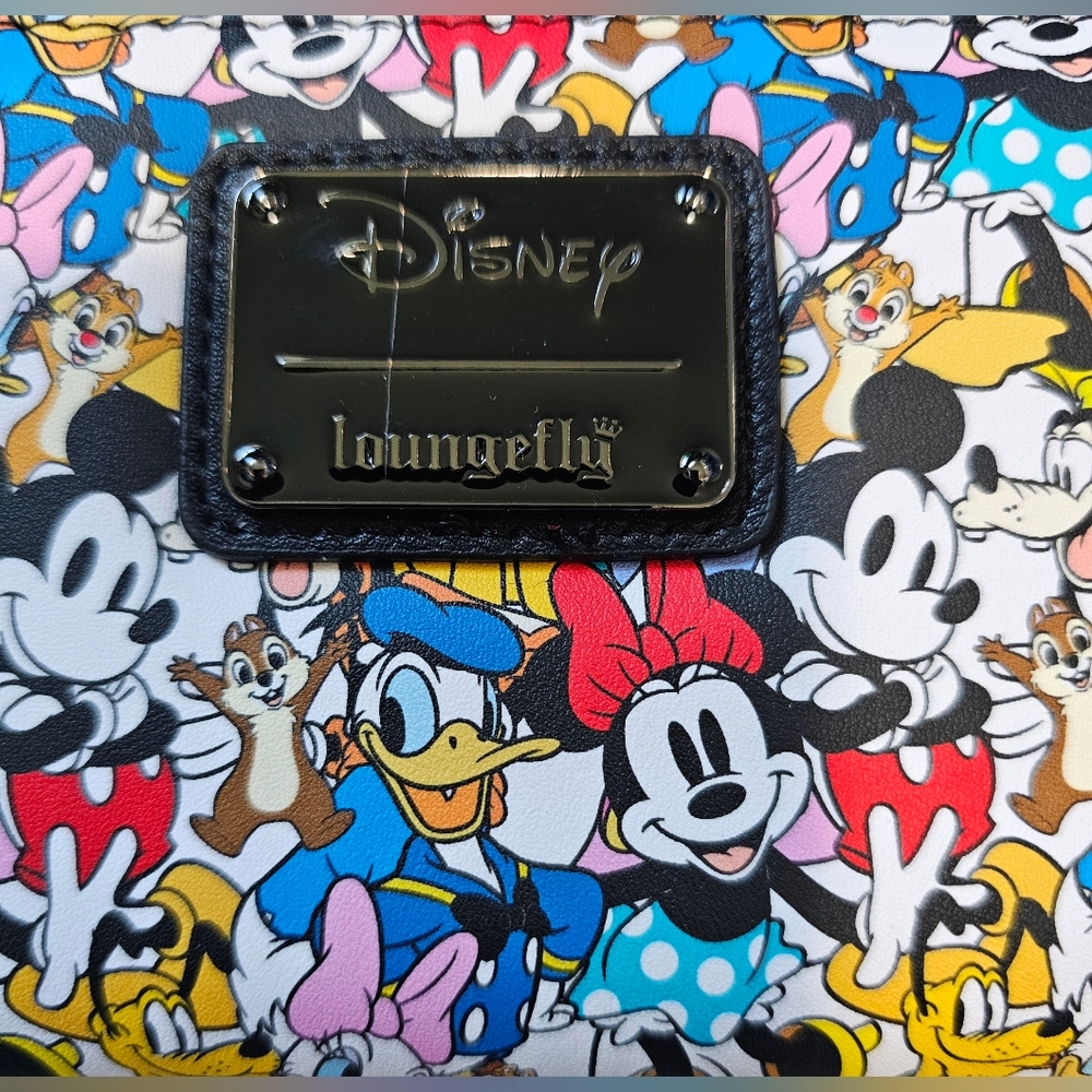 Loungefly Disney Mickey And Friends Characters Multi-Color Zip Wallet - Picture 2 of 8